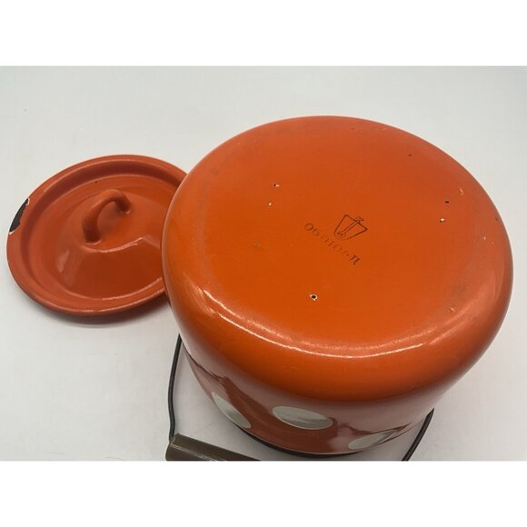 Enamel VTG  6 Inch High Mllk Can or Milk Churn Red/Orange w/White Polka Dots - Picture 13 of 16